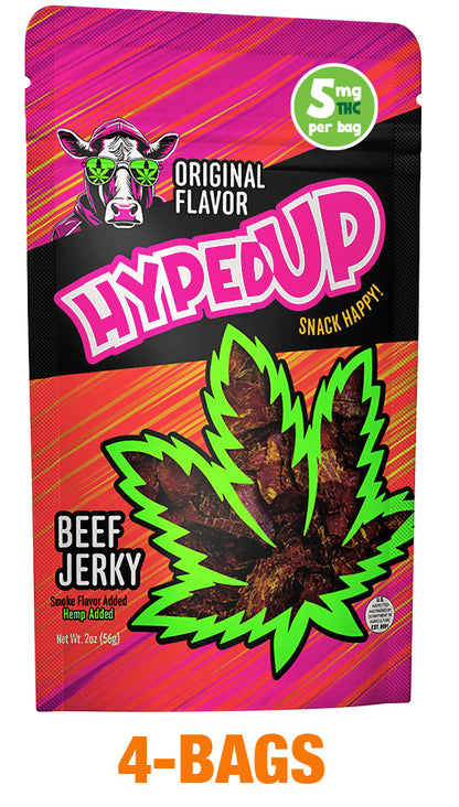 4-BAGS of HypedUp Original Beef Jerky (Total 8oz.)