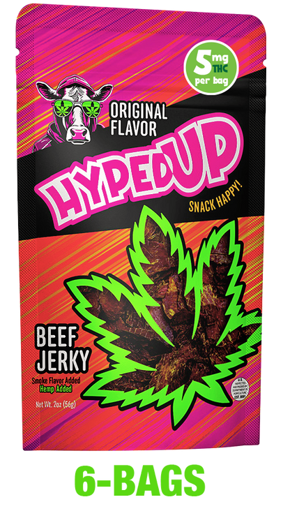 6-BAGS of HypedUp Original Beef Jerky (Total 12oz.)