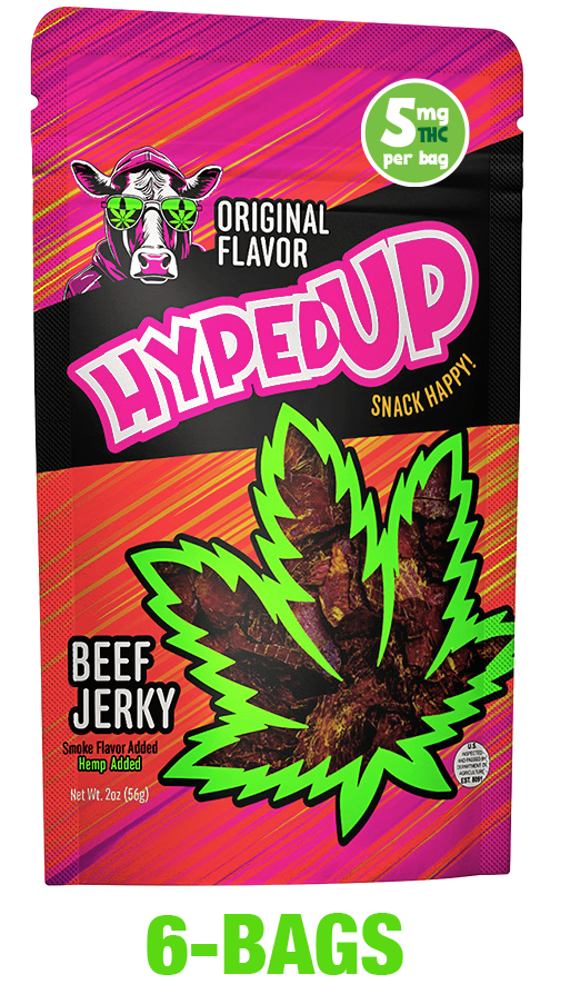 6-BAGS of HypedUp Original Beef Jerky (Total 12oz.)