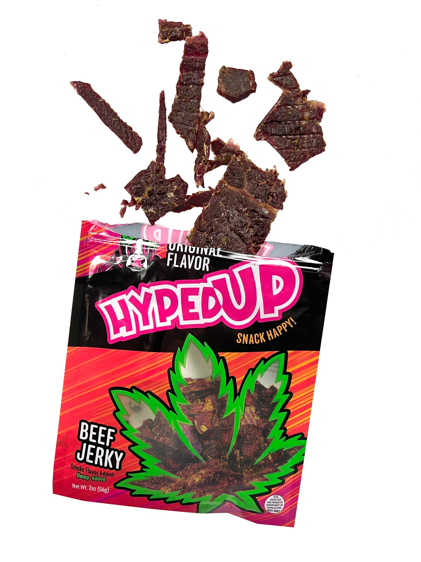 6-BAGS of HypedUp Original Beef Jerky (Total 12oz.)